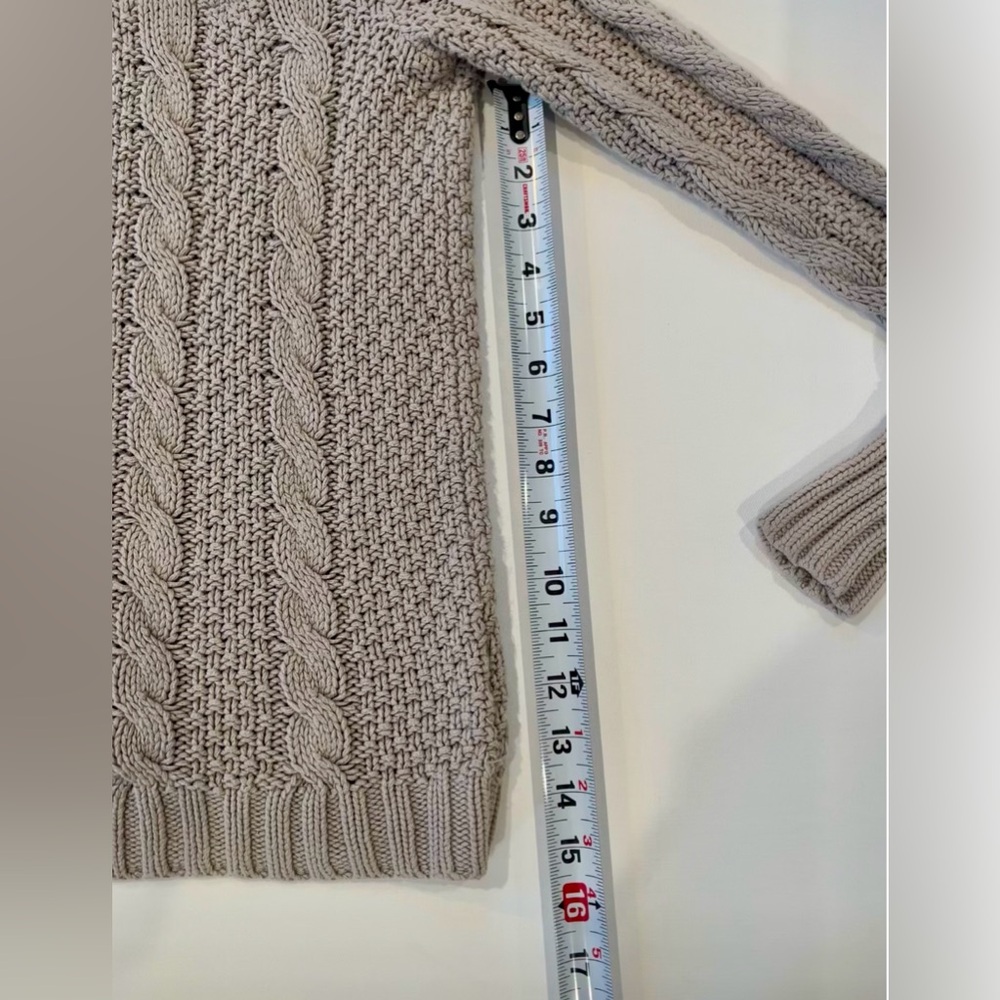 LC Lauren Conrad Lace Cotton Women's Taupe Cable Knit Sweater - Picture 9 of 14